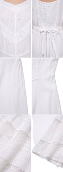 Sakkas Zendaya Stonewashed Rayon Embroidered Floral Vine Sleeveless V-neck Dress