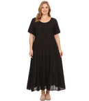 Sakkas Hailey Cap Sleeve Caftan Long Embroidered Stonewashed Dress