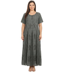 Sakkas Hailey Cap Sleeve Caftan Long Embroidered Stonewashed Dress