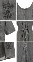 Sakkas Hailey Cap Sleeve Caftan Long Embroidered Stonewashed Dress
