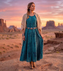 Sakkas Hailey Cap Sleeve Caftan Long Embroidered Stonewashed Dress