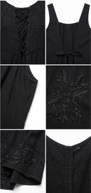 Sakkas Stella Long Tank Top Adjustable Caftan Corset Dress With Embroidery