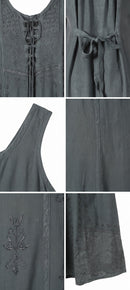 Sakkas Stella Long Tank Top Adjustable Caftan Corset Dress With Embroidery