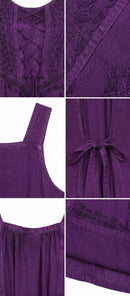 Sakkas Stella Long Tank Top Adjustable Caftan Corset Dress With Embroidery