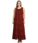 Sakkas Stella Long Tank Top Adjustable Caftan Corset Dress With Embroidery