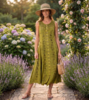 Sakkas Beverlee Embroidered Button Down Sleeveless Caftan Dress