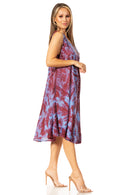 Sakkas Nora Sleeveless Embroidered Short Tie Dye Caftan Dress / Cover Up