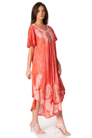 Sakkas  Bree Long Embroidered Cap Sleeve Marbled Dress