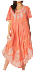 Sakkas  Bree Long Embroidered Cap Sleeve Marbled Dress#color_Copper