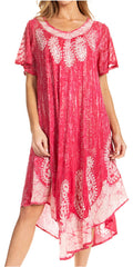 Sakkas  Bree Long Embroidered Cap Sleeve Marbled Dress#color_Orchid