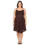 Sakkas Markay Short Mid Length Spaghetti Strap Sleeveless Embroidered Batik Dress