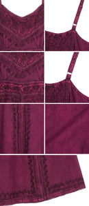 Sakkas Markay Short Mid Length Spaghetti Strap Sleeveless Embroidered Batik Dress