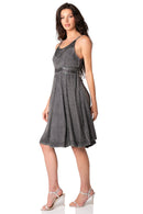 Sakkas Markay Short Mid Length Spaghetti Strap Sleeveless Embroidered Batik Dress