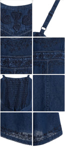 Sakkas Markay Short Mid Length Spaghetti Strap Sleeveless Embroidered Batik Dress