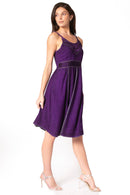 Sakkas Markay Short Mid Length Spaghetti Strap Sleeveless Embroidered Batik Dress