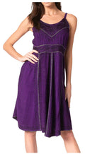 Sakkas Markay Short Mid Length Spaghetti Strap Sleeveless Embroidered Batik Dress#color_Purple