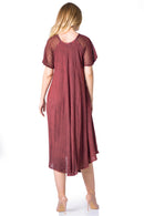 Sakkas Egan Women's Long Embroidered Caftan Dress / Cover Up With Embroidered Cap Sleeves