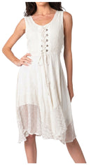 Sakkas Magdilena Stonewashed Corset Front Embroidered Dress