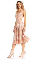 Sakkas Alba Women's Off The Shoulder Smock Ruffle Midi Dress Tie Dye & Embroidery