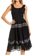 Sakkas Alba Women's Off The Shoulder Smock Ruffle Midi Dress Tie Dye & Embroidery