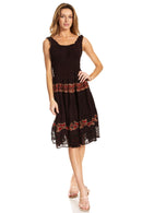 Sakkas Alba Women's Off The Shoulder Smock Ruffle Midi Dress Tie Dye & Embroidery