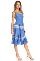 Sakkas Alba Women's Off The Shoulder Smock Ruffle Midi Dress Tie Dye & Embroidery