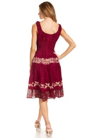 Sakkas Alba Women's Off The Shoulder Smock Ruffle Midi Dress Tie Dye & Embroidery