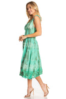 Sakkas Alba Women's Off The Shoulder Smock Ruffle Midi Dress Tie Dye & Embroidery