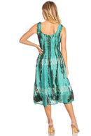 Sakkas Alba Women's Off The Shoulder Smock Ruffle Midi Dress Tie Dye & Embroidery