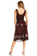 Sakkas Alba Women's Off The Shoulder Smock Ruffle Midi Dress Tie Dye & Embroidery