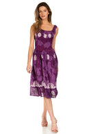 Sakkas Alba Women's Off The Shoulder Smock Ruffle Midi Dress Tie Dye & Embroidery