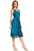 Sakkas Alba Women's Off The Shoulder Smock Ruffle Midi Dress Tie Dye & Embroidery