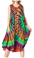 Sakkas Neja Women's Casual Maxi Summer Sleeveless Loose Fit Tie Dye Tank Dress #color_17009-C2