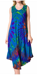 Sakkas Neja Women's Casual Maxi Summer Sleeveless Loose Fit Tie Dye Tank Dress #color_17009-C1