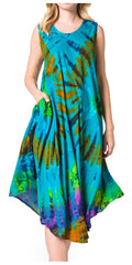 Sakkas Neja Women's Casual Maxi Summer Sleeveless Loose Fit Tie Dye Tank Dress #color_17009-C4