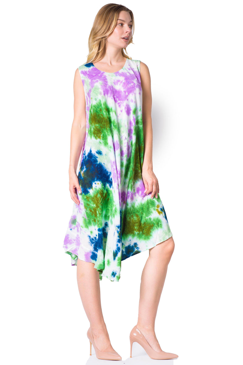 Sakkas Neja Maxi Summer Sleeveless Loose Fit Tie Dye Tank Dress Sakkas Neja Maxi Summer Sleeveless Loose Fit Tie Dye Tank Dress