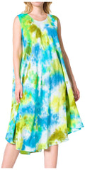 Sakkas Neja Women's Casual Maxi Summer Sleeveless Loose Fit Tie Dye Tank Dress #color_19251-GreenPurple