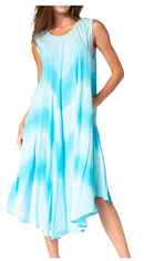 Sakkas Neja Women's Casual Maxi Summer Sleeveless Loose Fit Tie Dye Tank Dress