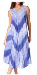 Sakkas Neja Women's Casual Maxi Summer Sleeveless Loose Fit Tie Dye Tank Dress #color_19289-Navy