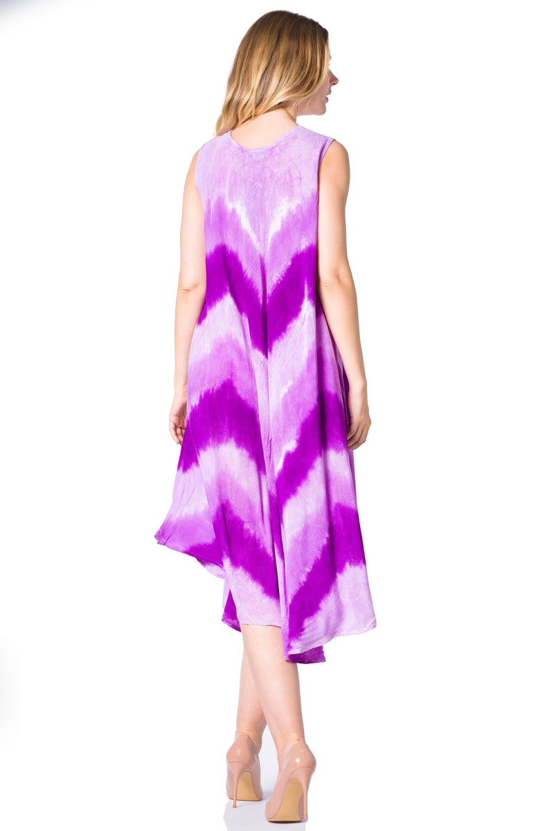 Sakkas Neja Women's Casual Maxi Summer Sleeveless Loose Fit Tie Dye Tank Dress