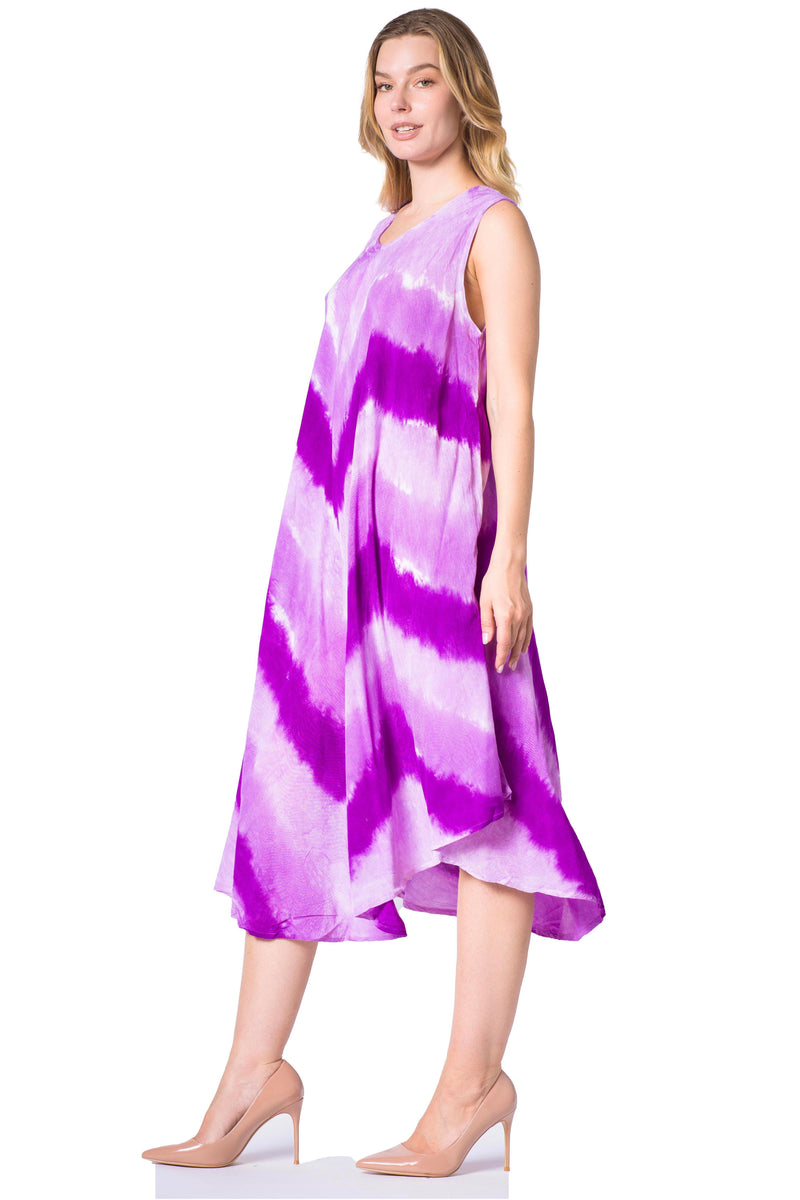 Sakkas Neja Women's Casual Maxi Summer Sleeveless Loose Fit Tie Dye Tank Dress
