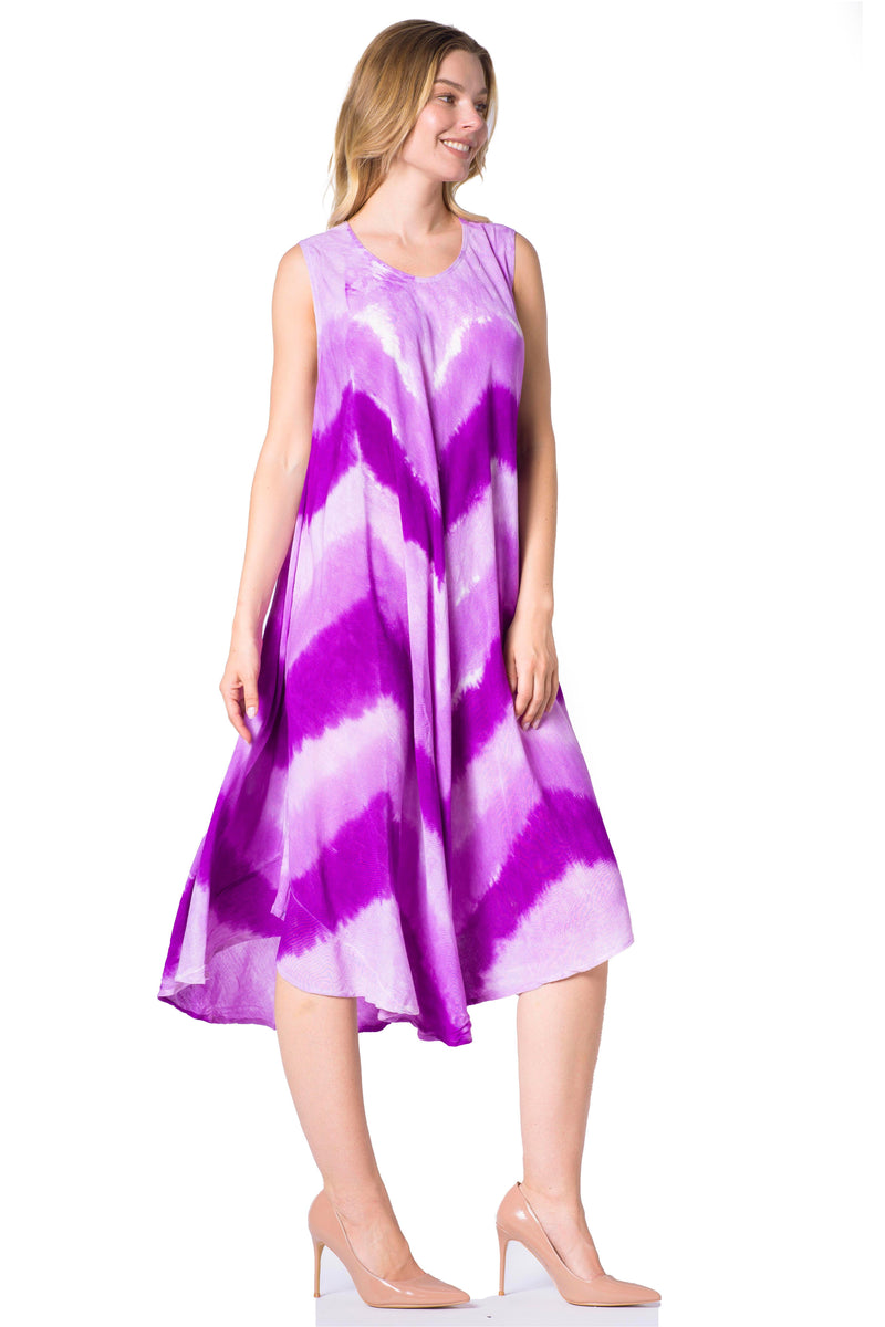 Sakkas Neja Women's Casual Maxi Summer Sleeveless Loose Fit Tie Dye Tank Dress
