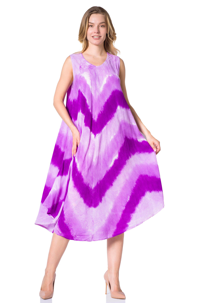 Sakkas Neja Women's Casual Maxi Summer Sleeveless Loose Fit Tie Dye Tank Dress