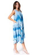Sakkas Neja Women's Casual Maxi Summer Sleeveless Loose Fit Tie Dye Tank Dress