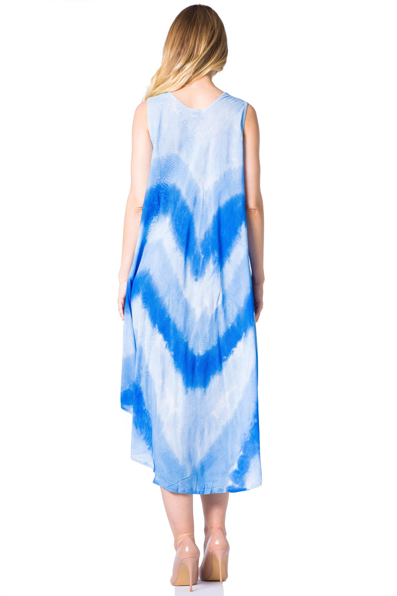 Sakkas Neja Women's Casual Maxi Summer Sleeveless Loose Fit Tie Dye Tank Dress