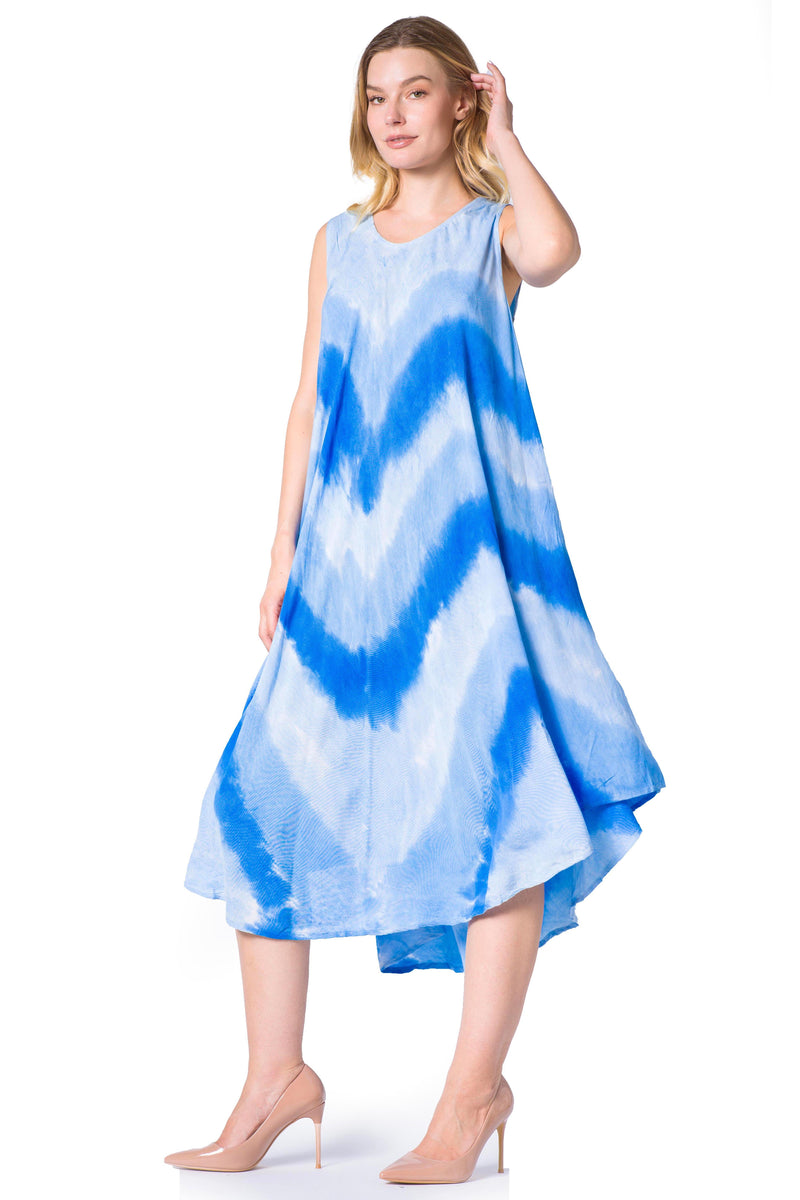 Sakkas Neja Women's Casual Maxi Summer Sleeveless Loose Fit Tie Dye Tank Dress