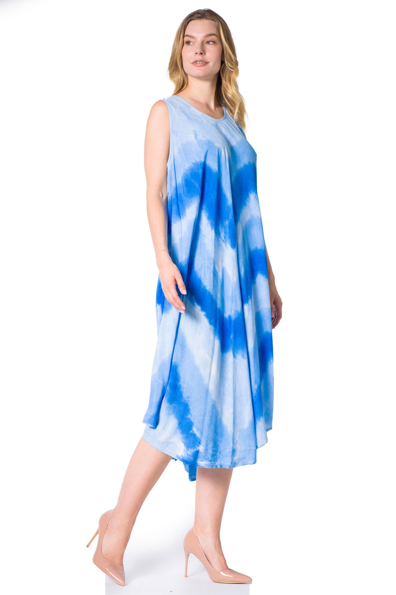Sakkas Neja Women's Casual Maxi Summer Sleeveless Loose Fit Tie Dye Tank Dress