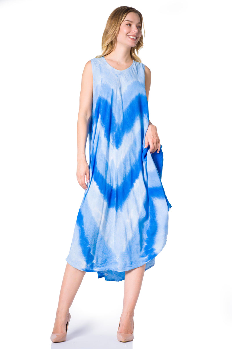 Sakkas Neja Women's Casual Maxi Summer Sleeveless Loose Fit Tie Dye Tank Dress