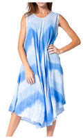 Sakkas Neja Women's Casual Maxi Summer Sleeveless Loose Fit Tie Dye Tank Dress #color_19289-SkyBlue