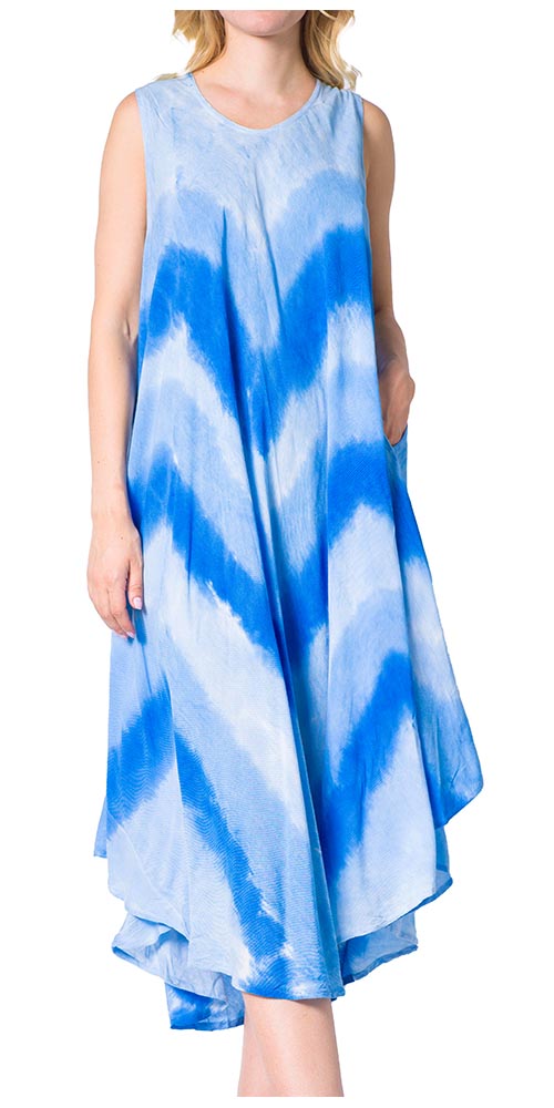 Sakkas Neja Women's Casual Maxi Summer Sleeveless Loose Fit Tie Dye Tank Dress